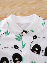 Baby Boy Panda Print Short Sleeve Romper