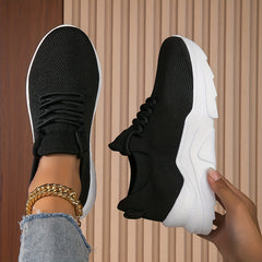 Women's Breathable Woven Sneakers Casual Lace Up Outdoor Shoes