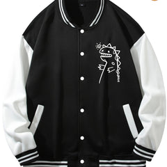 Dino Graphic Print Men's Baseball Jacket