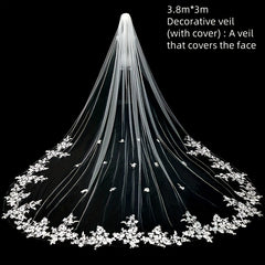 Lace Floral Wedding Veil with Floral Applique Forest Style for Weddings