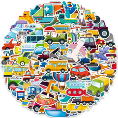 100pcs Cartoon Vehicle Stickers Transportation Decals Waterproof Decorations