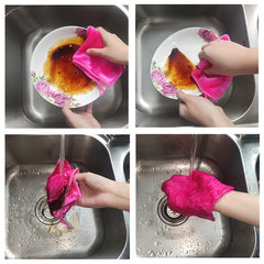 5pcs Kitchen Towels Magic Cleaning Rags Double layer Thickened Scouring Pads