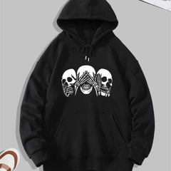 Skull Print Hoodie Men's Casual Graphic Pullover Sweatshirt
