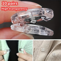 20 Pairs Transparent Invisible Plastic Buttons for Jackets Sweaters Shirts