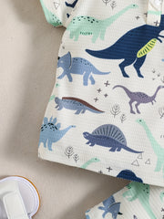 Baby Boys Dinosaur Print T Shirt & Shorts Set Soft Comfortable Top