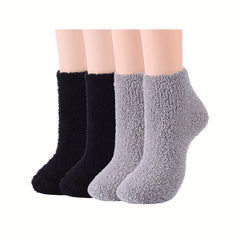 7 Pairs Winter Cozy Slipper Socks with Gripper for Women