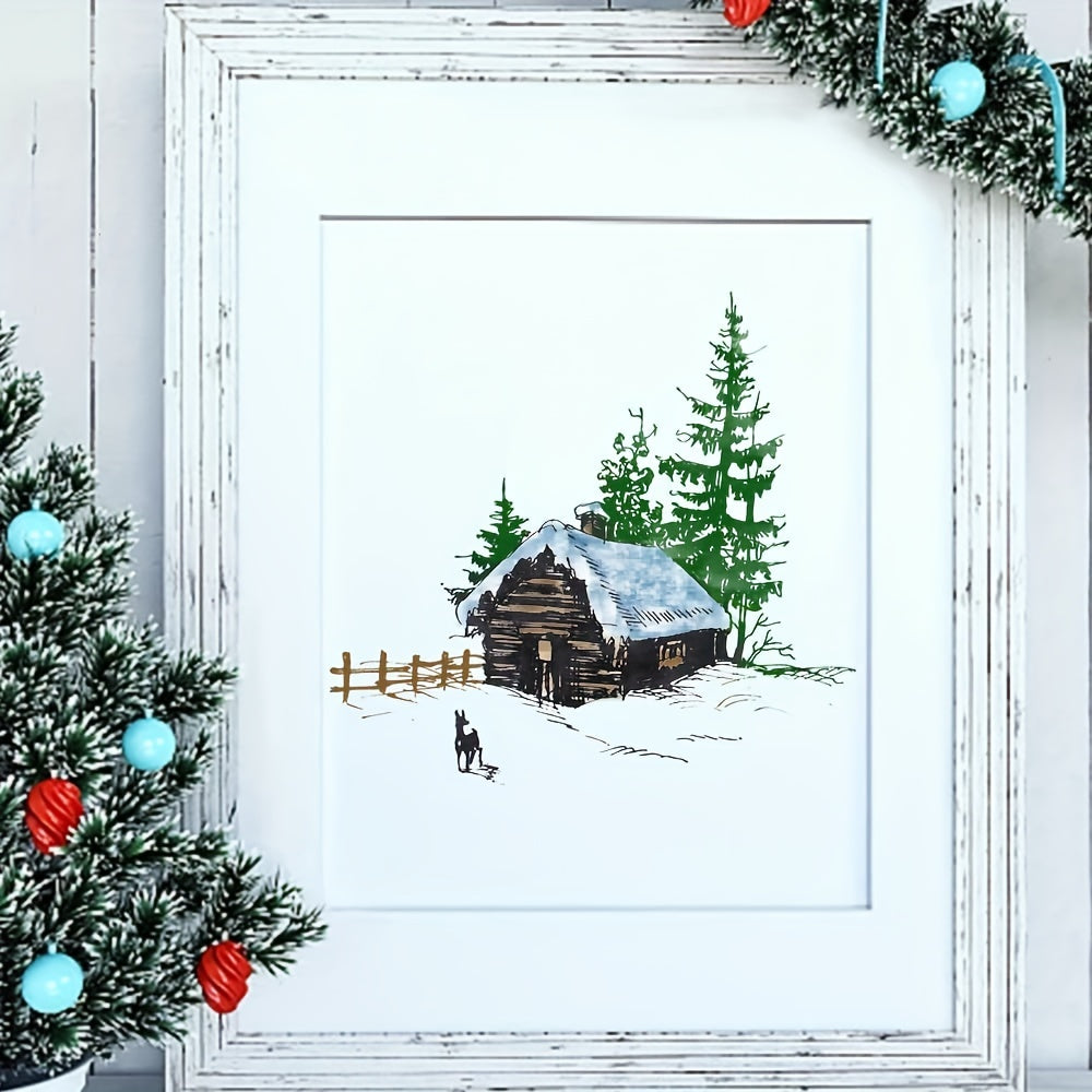 Christmas Snow House Background Clear Stamps For Card Making Decoration DIY Scra