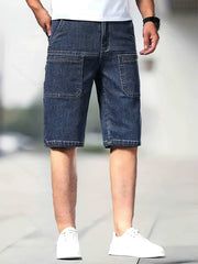 Stretch Distressed Denim Shorts Men's Casual Street Style