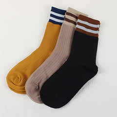 Striped Trim Mid Tube Socks Women's Sports & Casual Socks