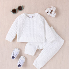 Unisex Baby Cable Knit Sweater & Pants 2pcs Outfit