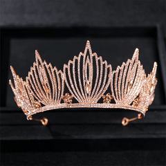 Golden Vintage Queen Crown Rhinestone Tiara Prom Hair Accessories