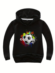 Boys Football Print Hooded Sweatshirt