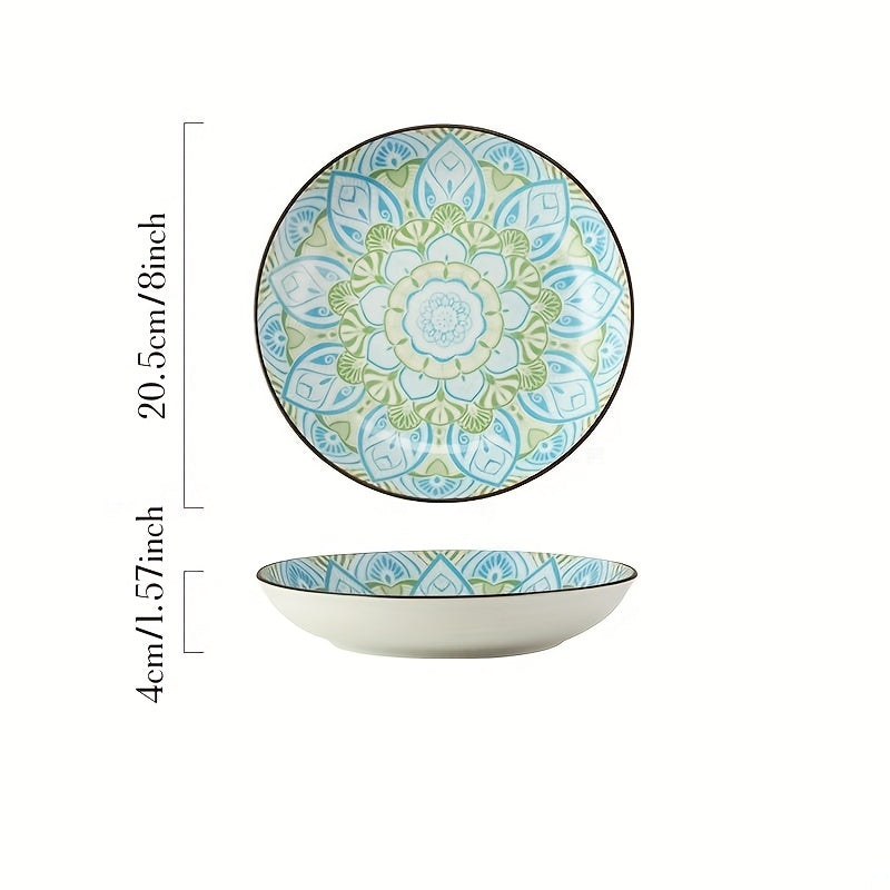 4 Pcs Ceramic Plate 20 32 Cm Floral Pattern Porcelain Dinner Plate