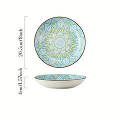 4 Pcs Ceramic Plate 20 32 Cm Floral Pattern Porcelain Dinner Plate