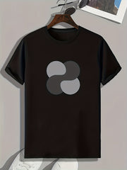 Geometric Pattern Print Men's Comfy Sports T shirt Graphic Tee