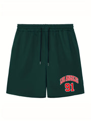 Men's LA 91 Print Shorts Active Stretch Drawstring Sports Shorts