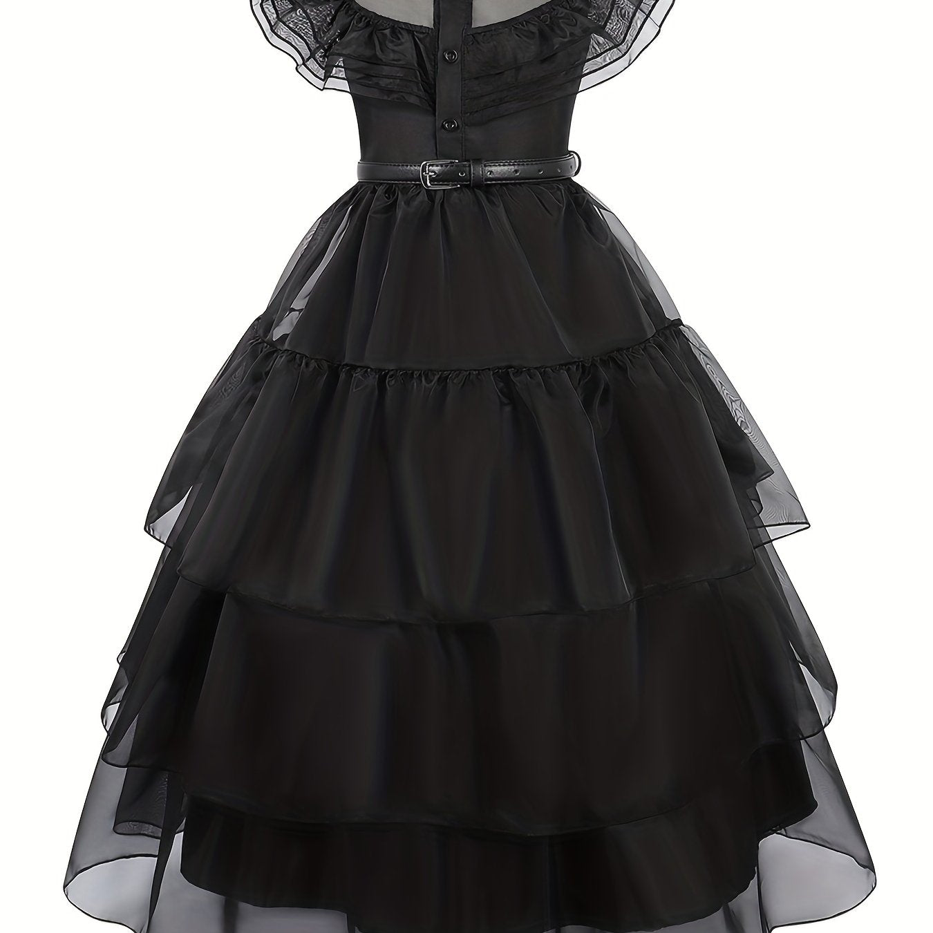 Girls Princess Dress Mesh Cosplay Party Dress With Belt And Socks Set