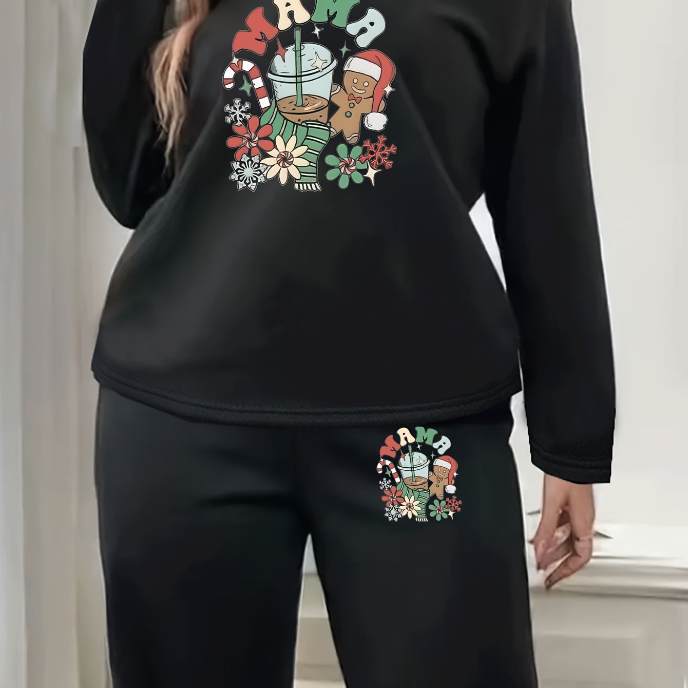 Christmas Lounge Set Women's Long Sleeve Top & Joggers Pajamas