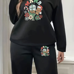 Christmas Lounge Set Women's Long Sleeve Top & Joggers Pajamas