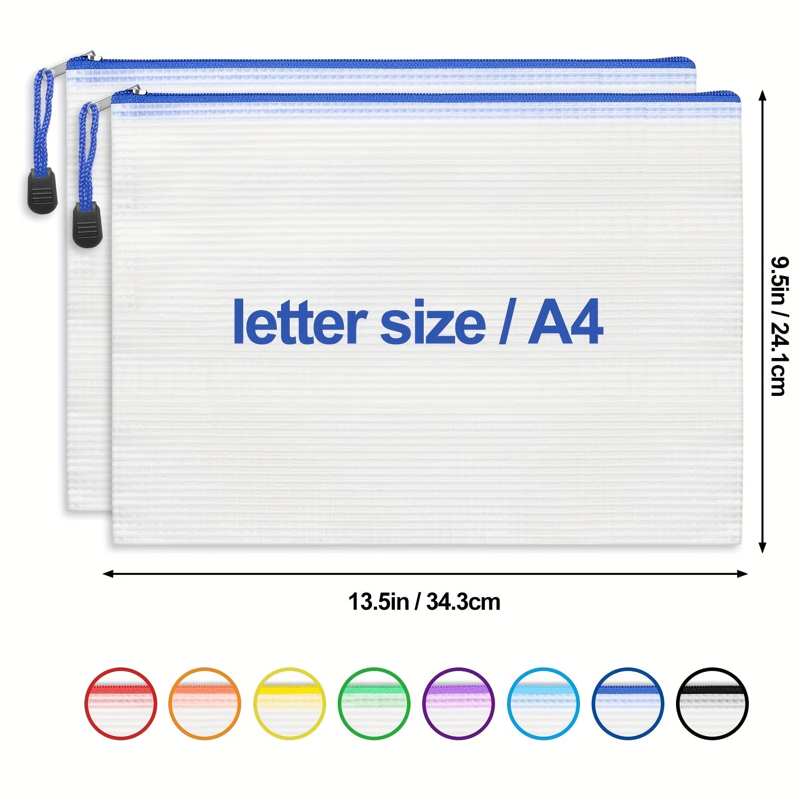 24PCS Zipper File Bags for Sorting & Storage Letter Size A4