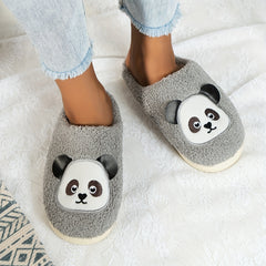 Women's Panda Slippers Plush Warm Slip-On Shoes
