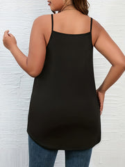 2 Pack Plus Size Lounge Top Set Women's Plus Solid Spaghetti Strap