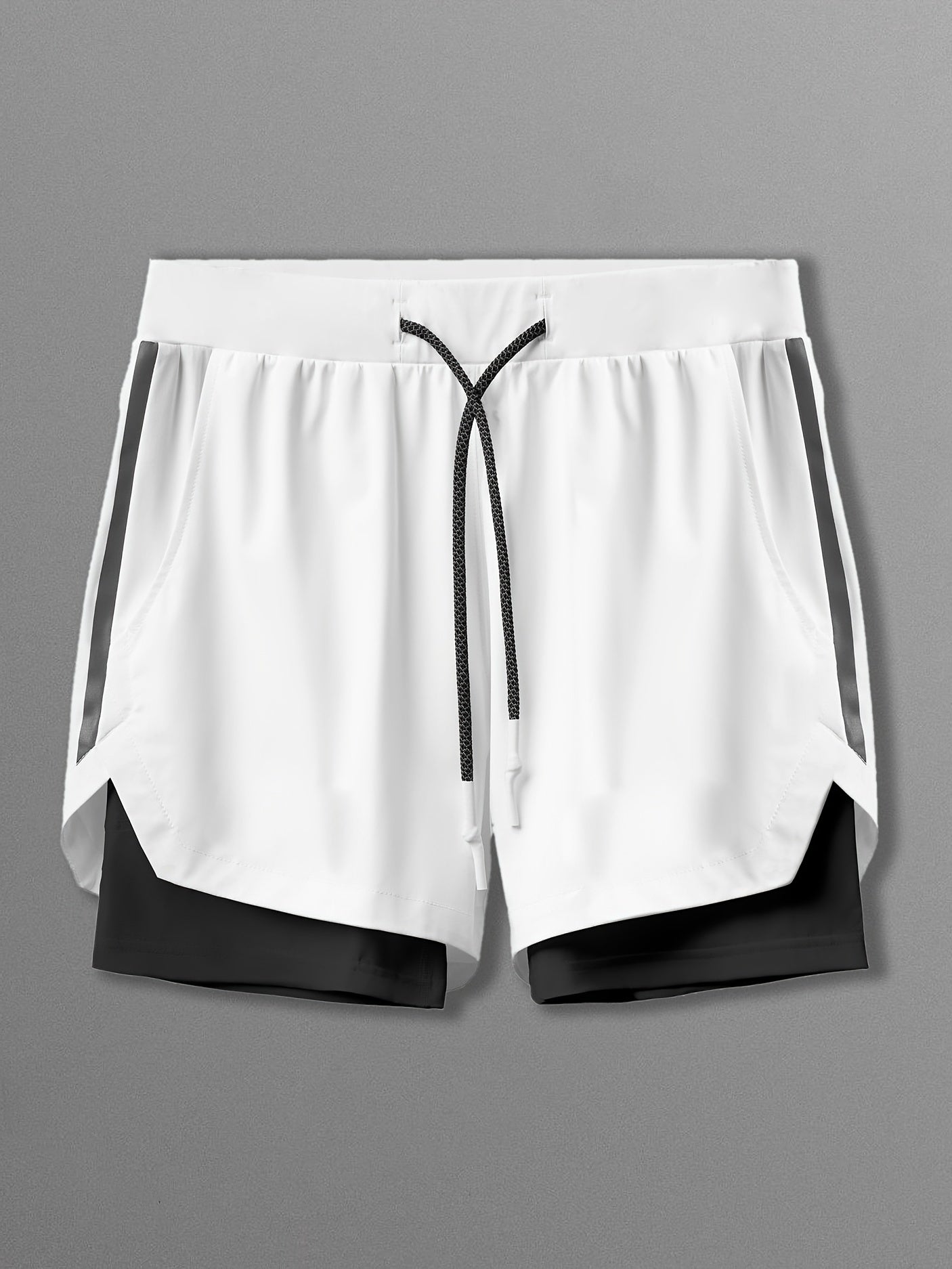 Double Layer Shorts Men's Stretch Sports Shorts For Gym Workout