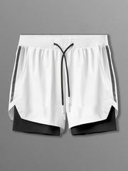 Double Layer Shorts Men's Stretch Sports Shorts For Gym Workout
