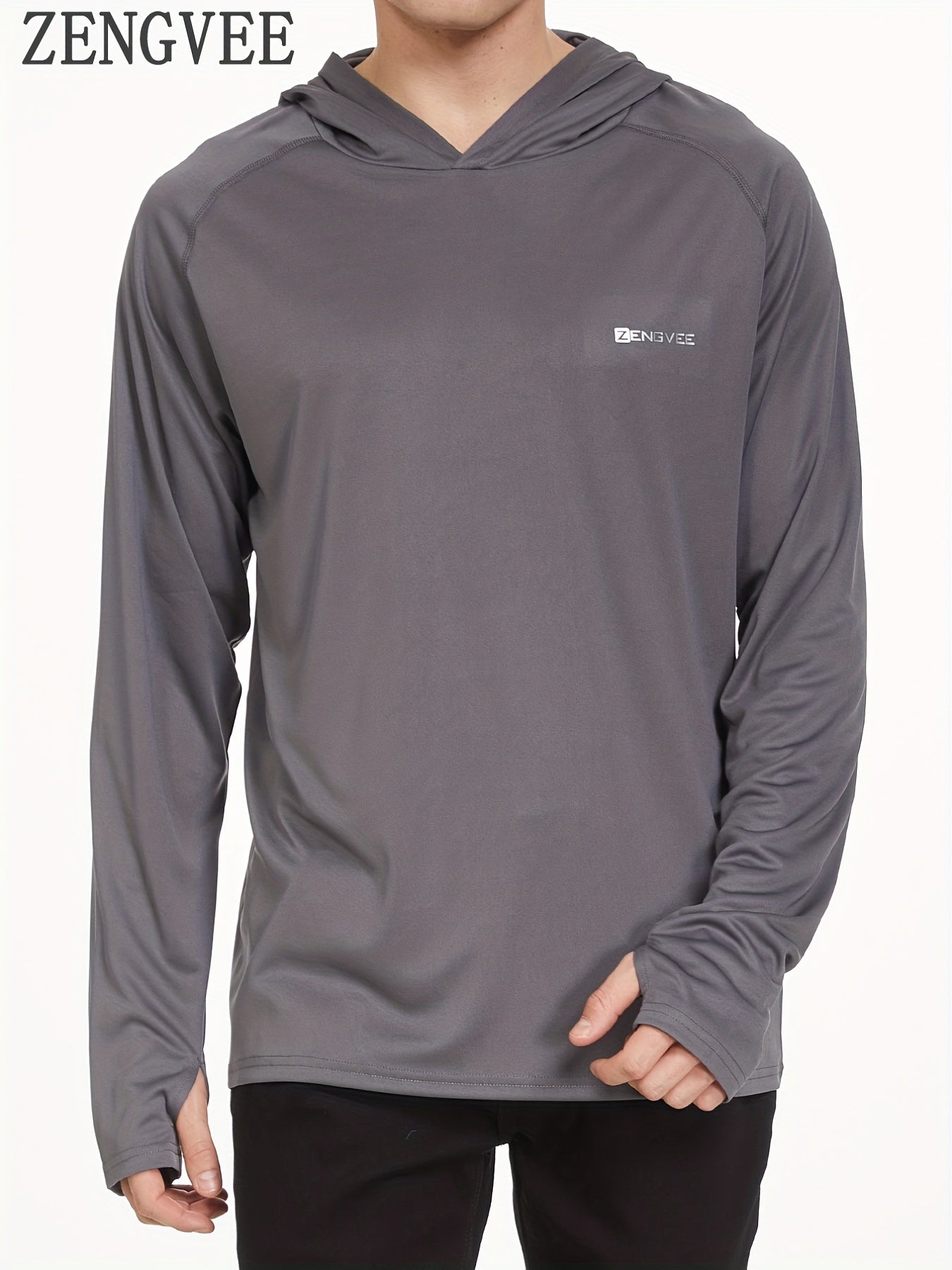 ZENGVEE Men's UPF 50 Sun Protection Hooded Shirt Quick Dry