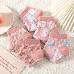 5 Pairs Flower Low Cut Socks Girls Boys Accessories