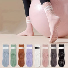 3 Pcs Striped Non-slip Yoga Socks for Pilates Barre Fitness