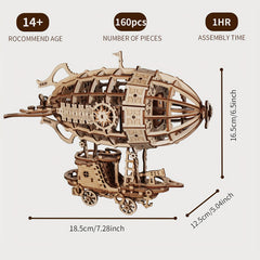 3D Wooden Puzzle Airship Model Kit for Adults - Building Brain Teaser
