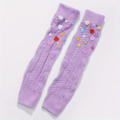 Buttons Decor Leg Warmers Knitted Socks Women's Stockings