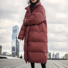 Long Puffer Jacket Winter Warm Stand Collar Activewear