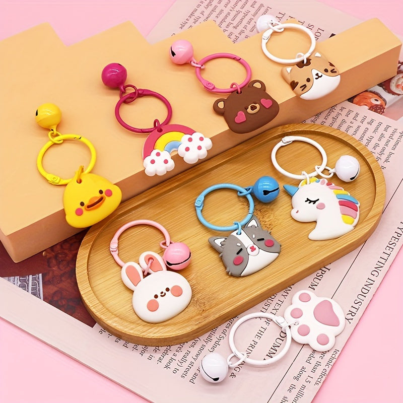 2pcs Cartoon Animal Charm Keychain Purse Backpack Bag Pendant Key Ring
