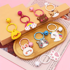 2pcs Cartoon Animal Charm Keychain Purse Backpack Bag Pendant Key Ring