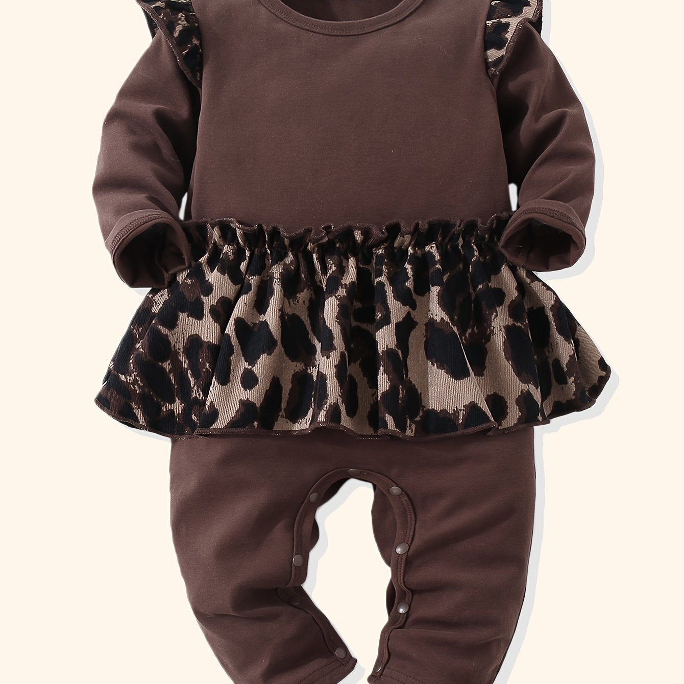 Baby Leopard Print Long Sleeve Bodysuit Infant Cotton Onesie