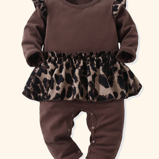 Baby Leopard Print Long Sleeve Bodysuit Infant Cotton Onesie