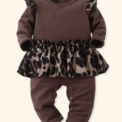 Baby Leopard Print Long Sleeve Bodysuit Infant Cotton Onesie