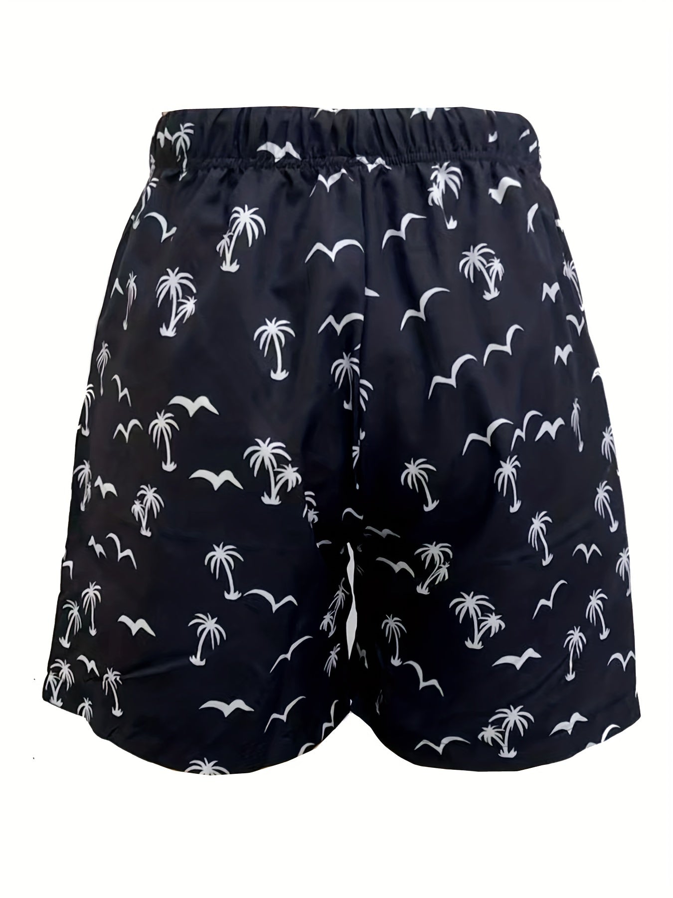 Coconut Tree Bird Pattern Print Men's Swim Trunks Quick Dry Beach Shorts