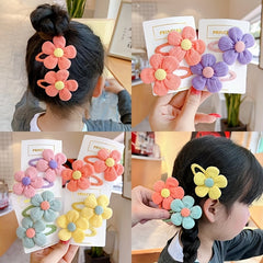 2pcs Girls Fabric Flower Hair Clips Kids Hair Accessories