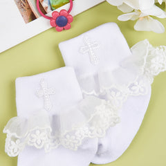 3 Pairs Baby Cross Embroidery Socks for Girls
