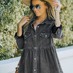 Women's Ruffled Hem Denim Jacket