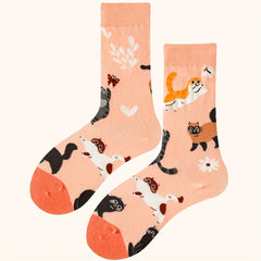 Cartoon Cat Print Socks Women's Stockings & Hosiery