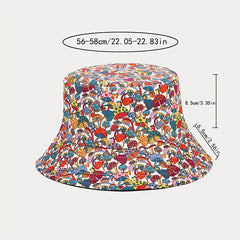 Colorful Mushroom Print Bucket Hat Lightweight Sunscreen Basin Hat
