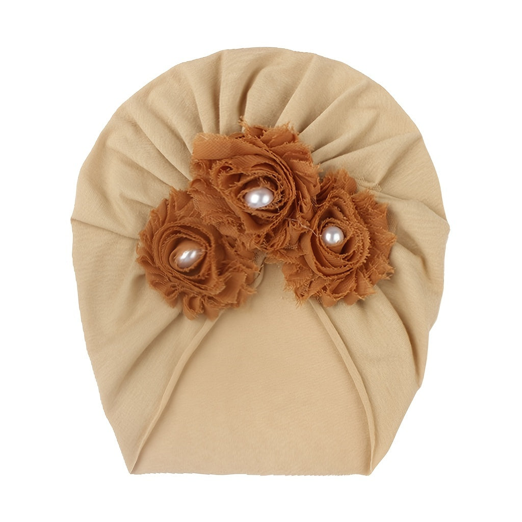 Baby Turban Hat With Flower, 0-3 Years Old
