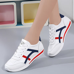 Women's Colorblock Casual Sneakers Lace Up Low Round Toe Non slip Shoes
