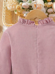 Embroidered Ruffle Collar Dress for Girls - Vacation Ready