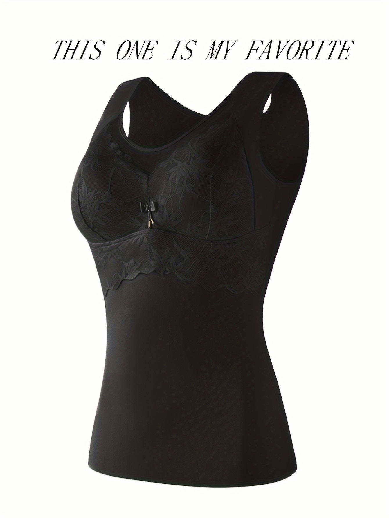 Lace Thermal Tank Top Crew Neck Sleeveless Women's Lingerie