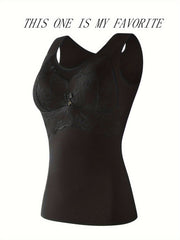 Lace Thermal Tank Top Crew Neck Sleeveless Women's Lingerie
